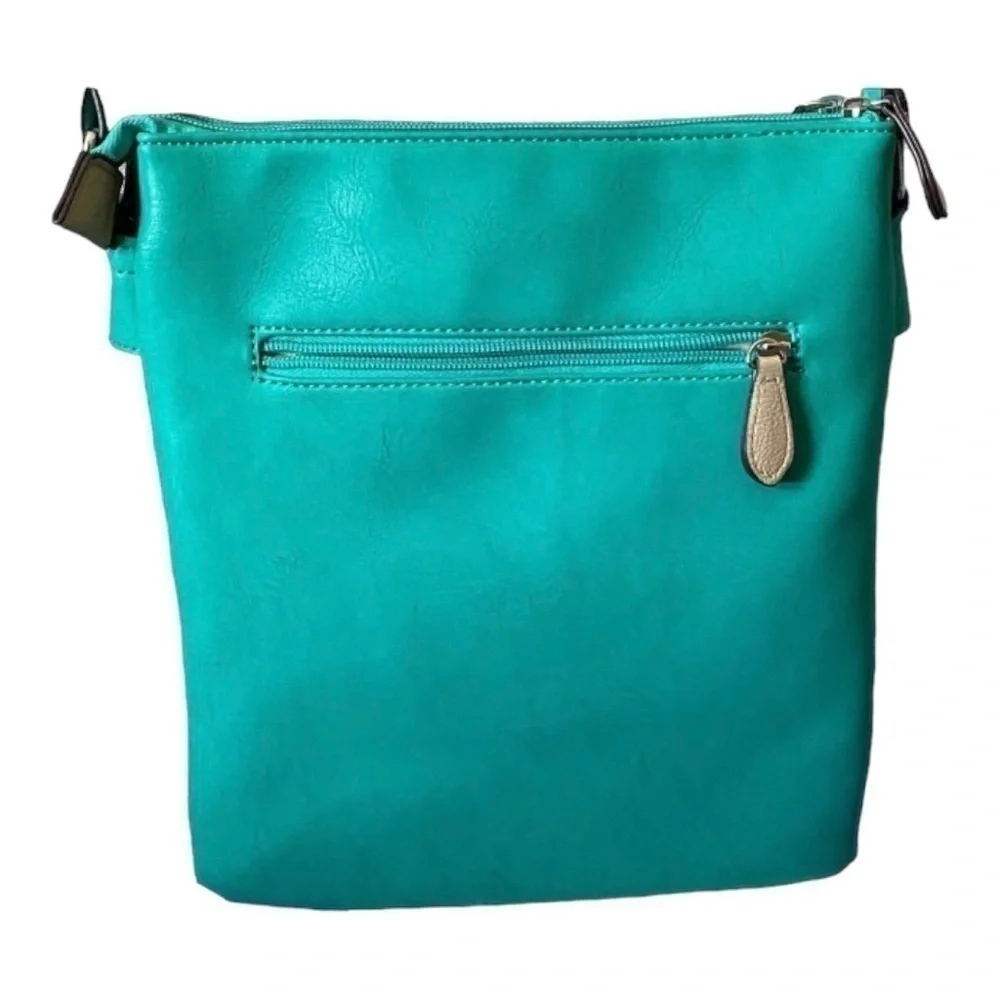 CHARMING CHARLIE-GREEN & TAN CROSSB…
